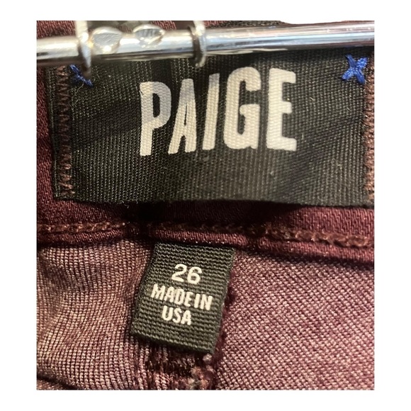 PAIGE Ultra Skinny Rayon Blend Verdugo Oxblood Burgundy Coated Sheen Sz 26 - Picture 4 of 10